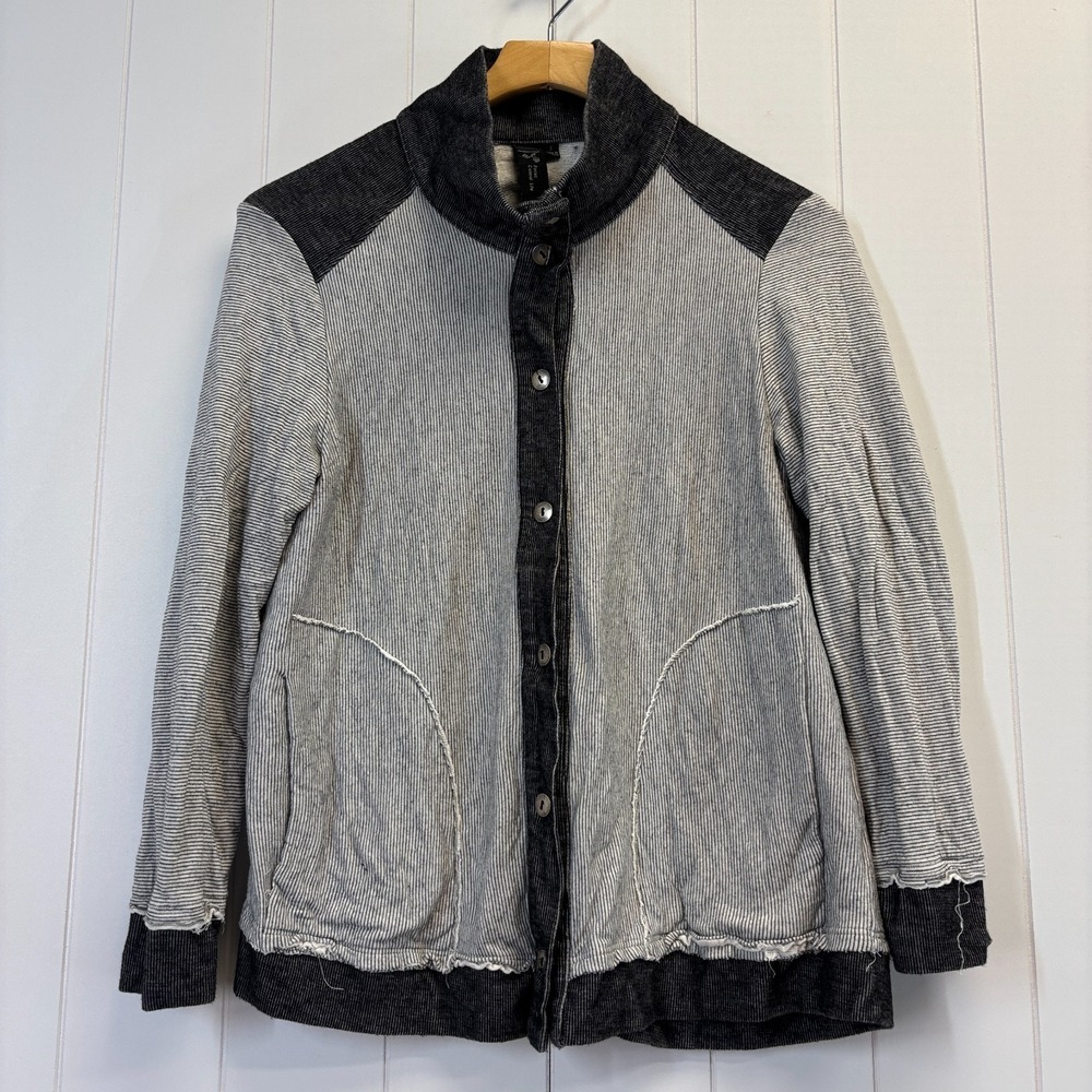 Focus Casual Life Lagenlook Striped Jacket Women Small Scandi Boho Minimalist